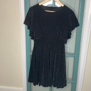 Black Sparkly Dress with Flounce Sleeves